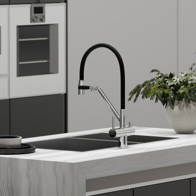 Смеситель для кухни Sancos Dora SC4003CH Хром Черный латунь