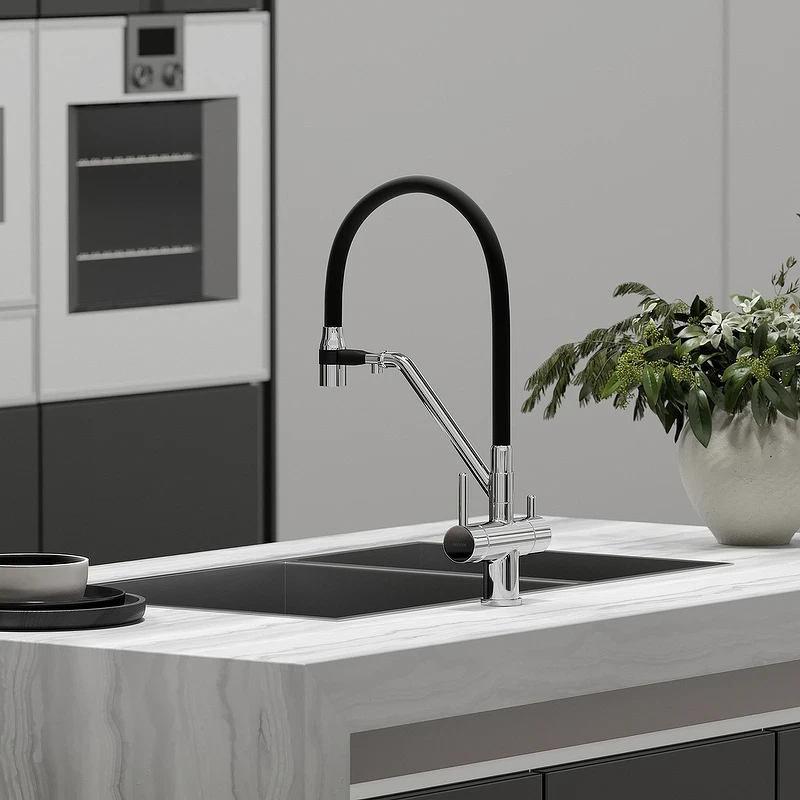 Смеситель для кухни Sancos Dora SC4003CH Хром Черный латунь