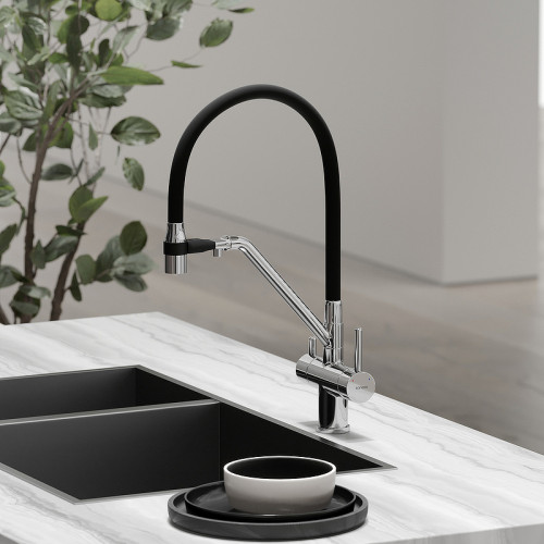 Смеситель для кухни Sancos Dora SC4003CH Хром Черный латунь