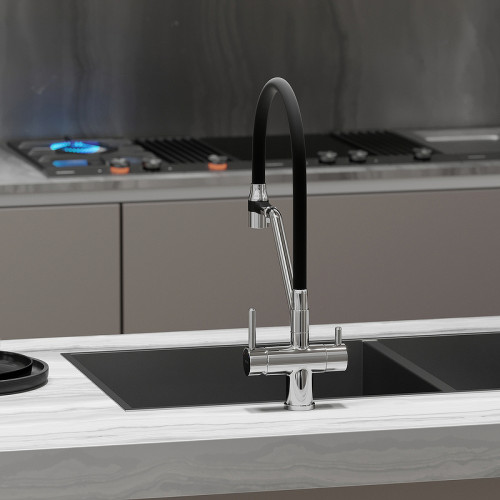 Смеситель для кухни Sancos Dora SC4003CH Хром Черный латунь