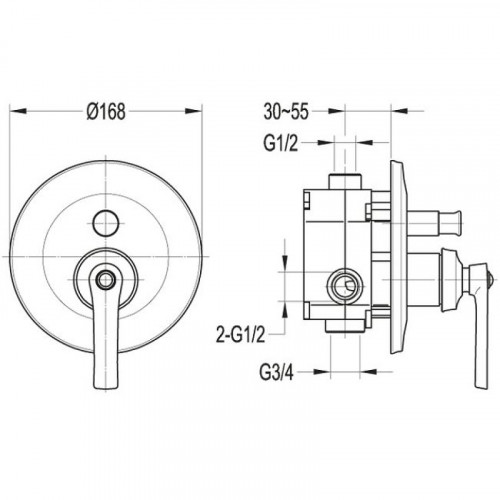 Смеситель для душа Cezares LIBERTY-F-VDIM-01 Хром латунь встраиваемый