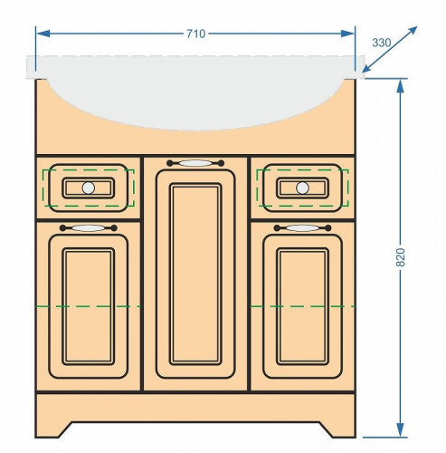 Тумба под раковину Stella Polar Кармела 75 SP-00000179 Карпатская ель