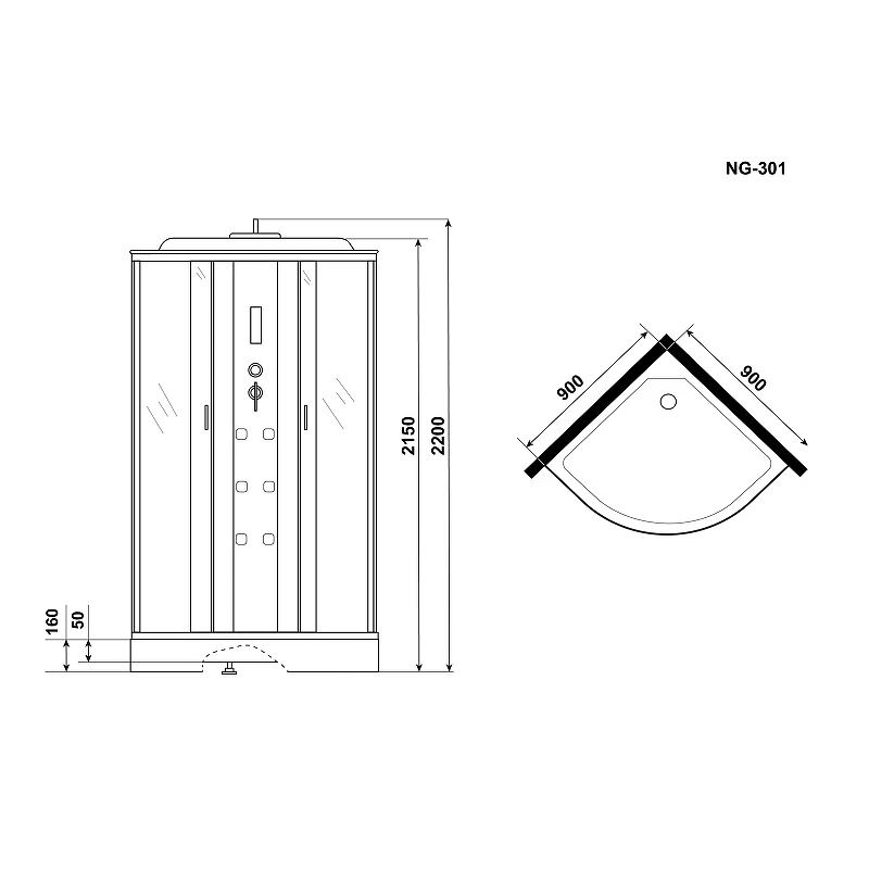 Душевая кабина Niagara Ultra 90x90 NG-301-01 с гидромассажем