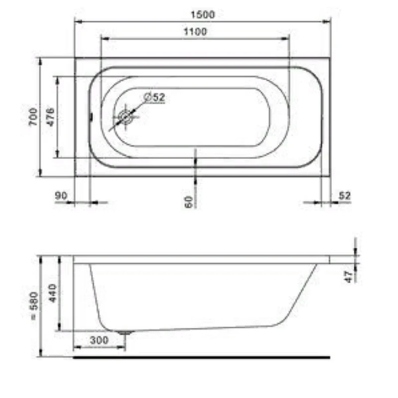 Акриловая ванна Santek Ламма 150x70 1WH501746 без гидромассажа