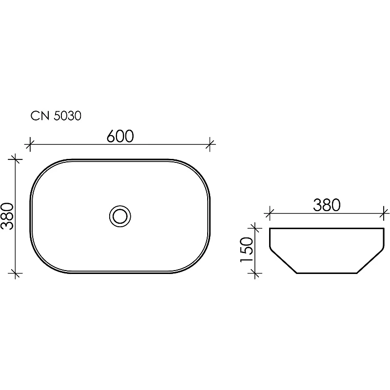 Раковина-чаша Ceramicanova Element 60 CN5030 Белая фарфор накладная