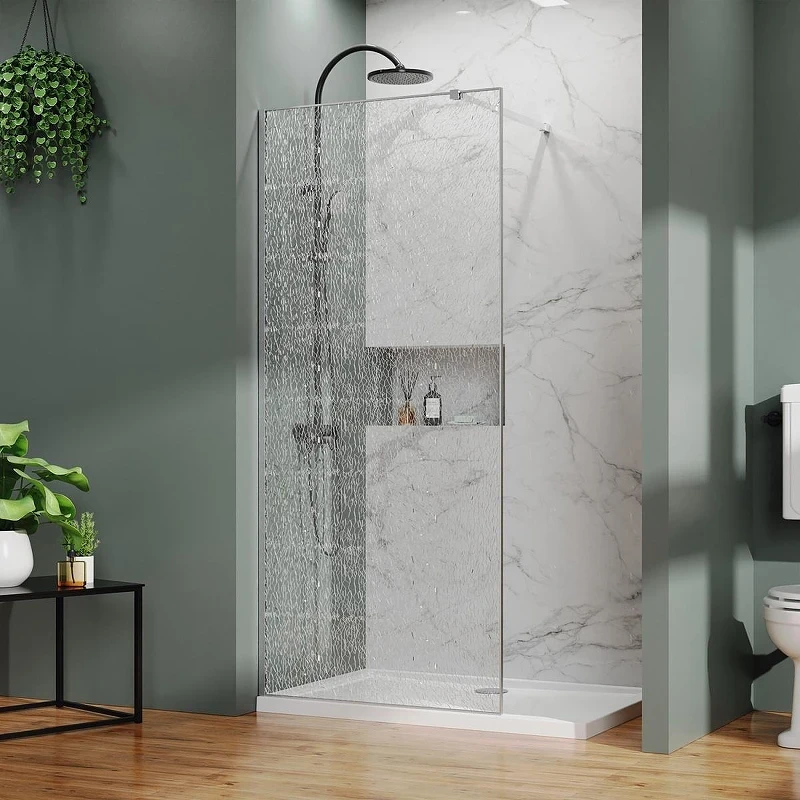 Душевая перегородка Azario Walk-In 120 AZ-275-120-CH-CBR профиль Хром стекло с узором Битое стекло
