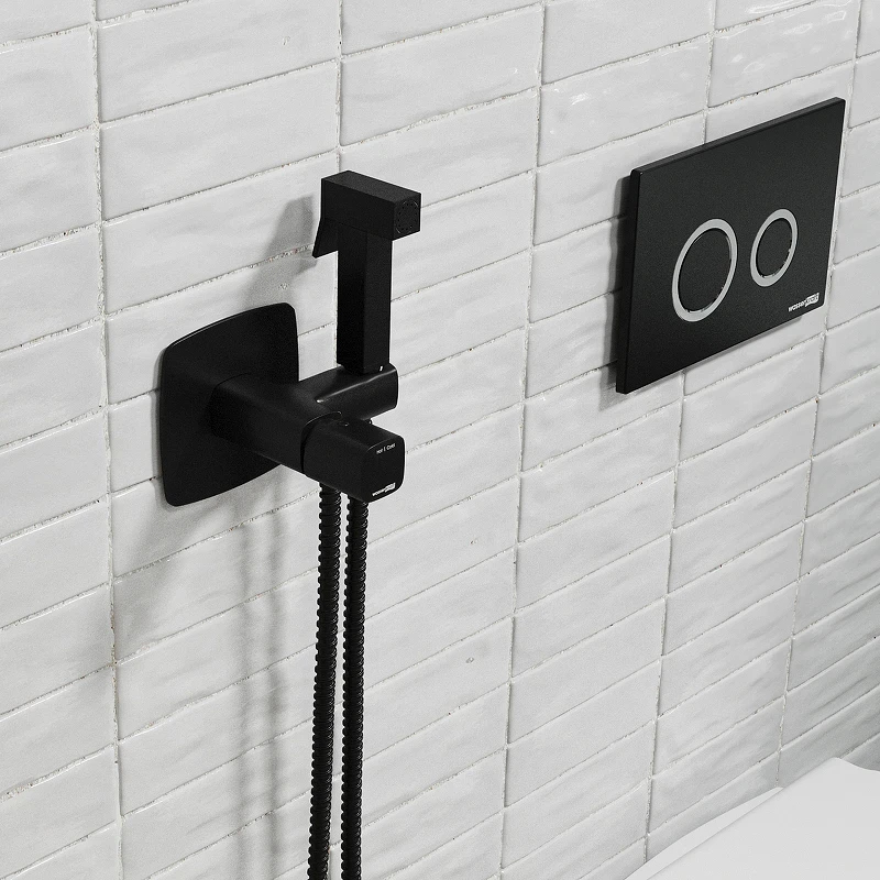Гигиенический душ со смесителем WasserKRAFT Nuthe 9138 Черный матовый латунь встраиваемый
