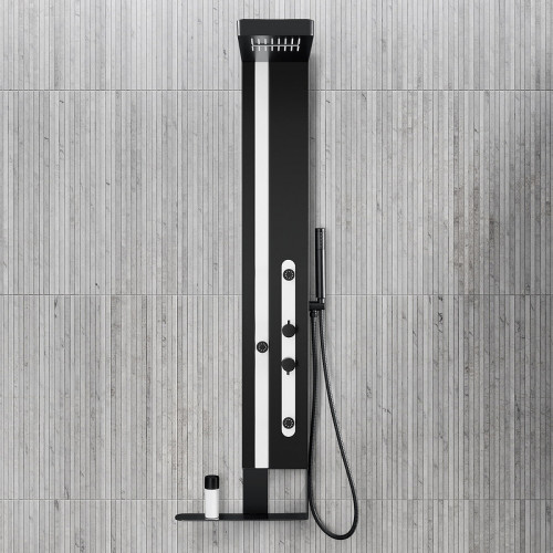 Душевая панель Black&amp;White Gravity GR027 027000 с гидромассажем Черная матовая Белая матовая