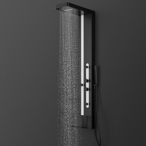 Душевая панель Black&amp;White Gravity GR027 027000 с гидромассажем Черная матовая Белая матовая