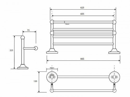 Полка для полотенец Bemeta Retro chrom 144302092 Хром