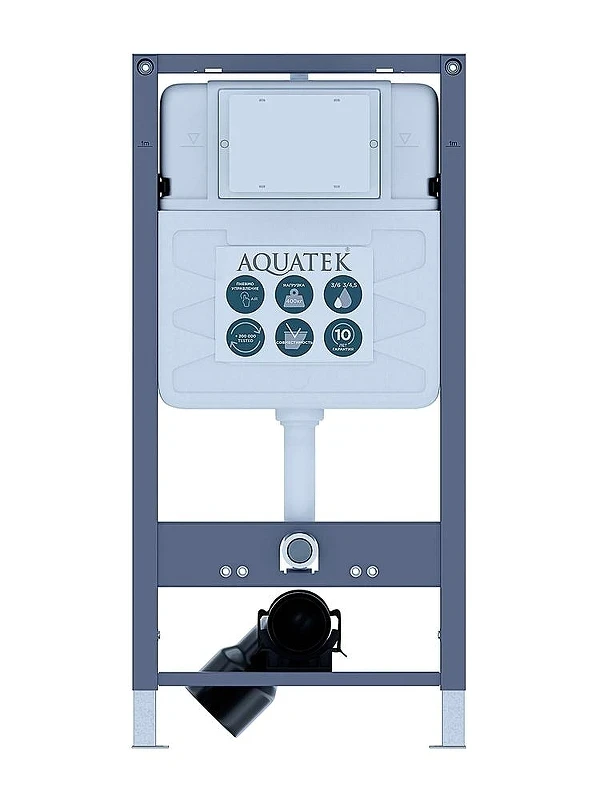 Комплект унитаза с инсталляцией Aquatek Set Aquatek Оберон T PNS013 цвет Белый с сиденьем Микролифт и клавишей смыва цвет Хром матовый