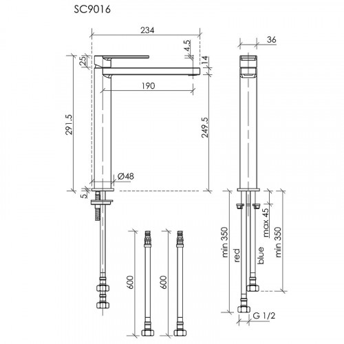 Смеситель для раковины Sancos Studio SC9016GG Вороненая сталь