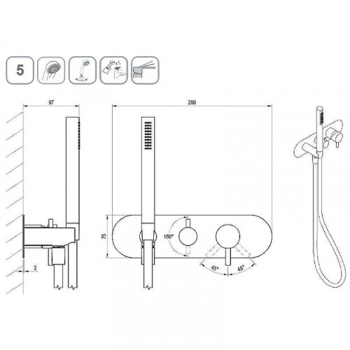 Смеситель для душа Ravak Espirit ES 068.20GB.O3+S X070319 Графит