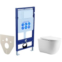 Комплект унитаза с инсталляцией Aquatek Set Aquatek Классик cm с сиденьем Микролифт фарфор подвесной