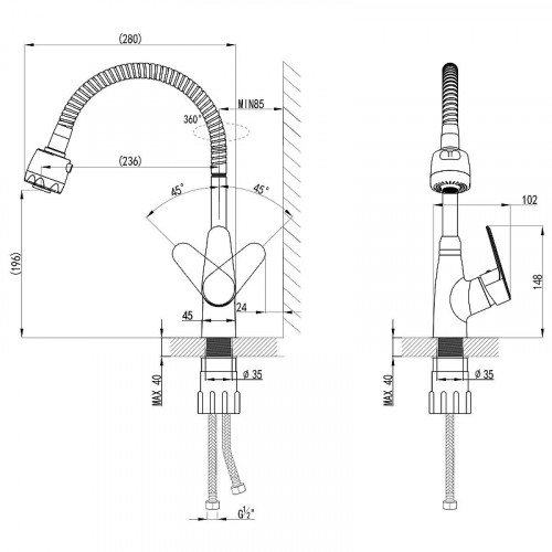 Смеситель для кухни AWP Meseli-2 K1005C цвет Хром