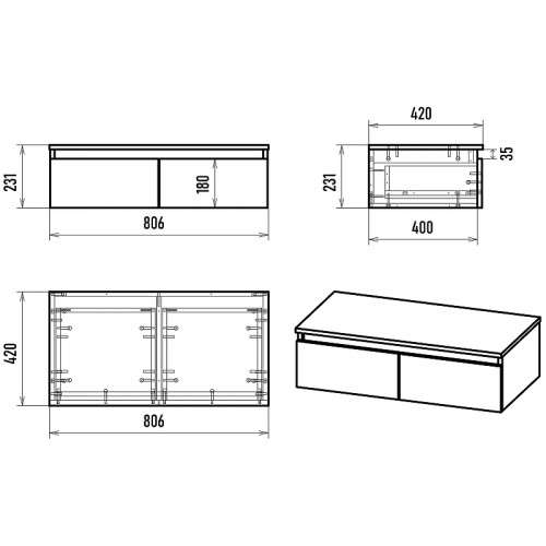 Тумба Brevita Dakota 80 DAK-019080-19-012Я Белая матовая Дуб Галифакс олово МДФ / ЛДСП