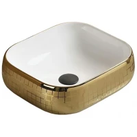 Раковина CeramaLux 45 C1068 Золотая фаянс накладная