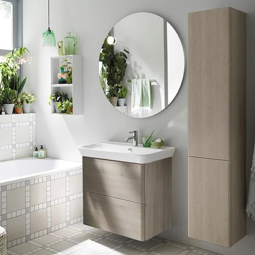 Тумба с раковиной Burgbad Iveo 80 SFEN080F2834G0161C0001*1 подвесная Фланелевый дуб