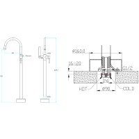 Смеситель для ванны Boheme Brillante 469-CR (229) Хром латунь на пол