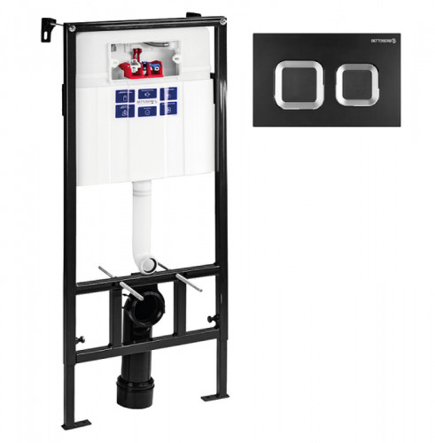 Инсталляция Bettoserb Sava Fix Slim SET40006487 для унитаза с клавишей смыва цвет Черный матовый Хром глянцевый
