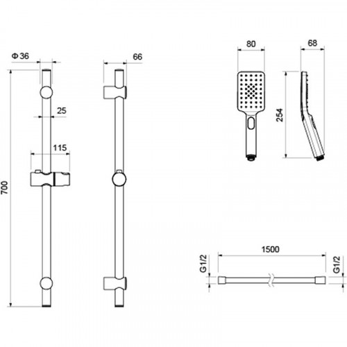 Душевой гарнитур Aquatek Лира 3jet AQ2018CR Хром нержавеющая сталь на стену