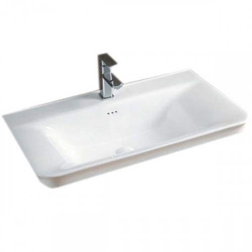 Раковина CeramaLux 80 NYJ851-80 Белая фаянс полувстраиваемая