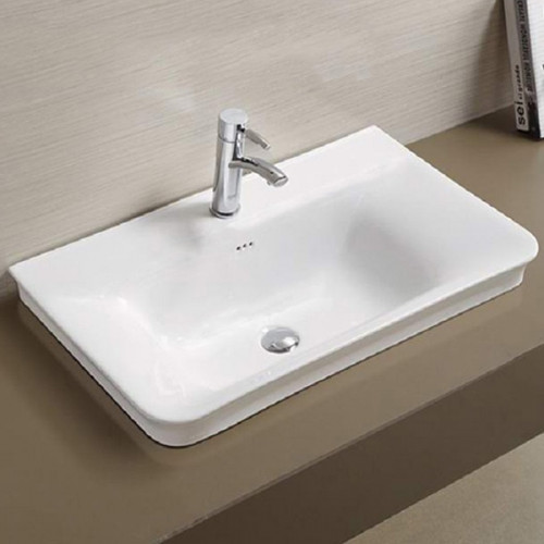 Раковина CeramaLux 80 NYJ851-80 Белая фаянс полувстраиваемая