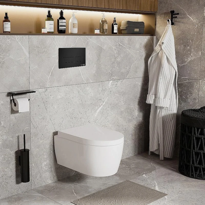 Инсталляция WasserKRAFT Dinkel 58TLT.010.ME.MB03 для унитаза с Черной матовой клавишей смыва