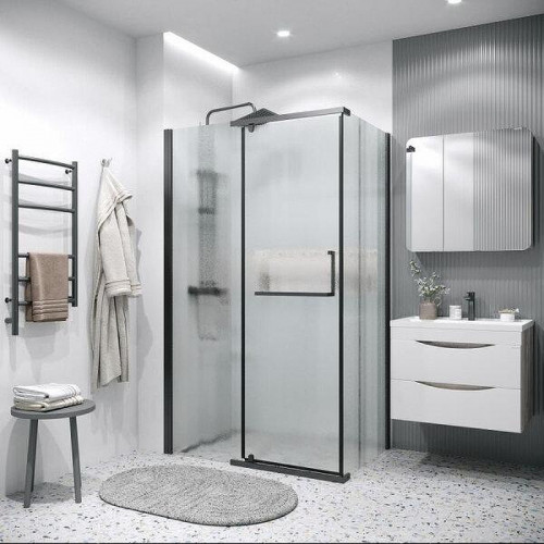 Душевой уголок Grossman Pragma 110x100 L 120.K33.03.1110.21.02 профиль Черный матовый стекло шиншилла