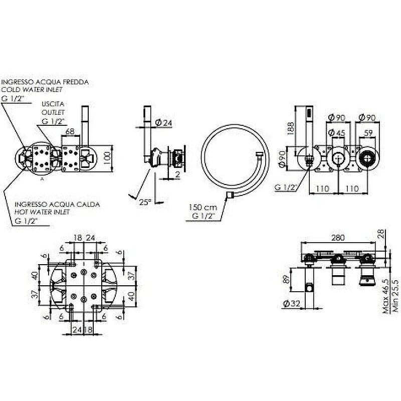 Смеситель для душа Remer Element ET97D2PBO цвет Белый матовый