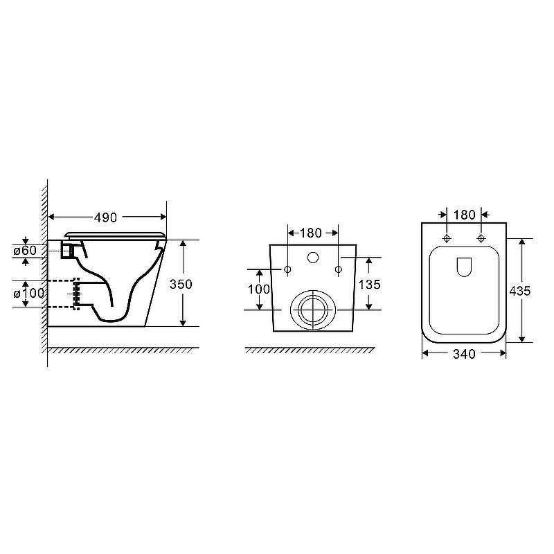 Унитаз с инсталляцией Azario AZ-0052-UQ3 + Grohe Rapid 38772001 цвет Белый с сиденьем Микролифт и клавишей смыва цвет Хром
