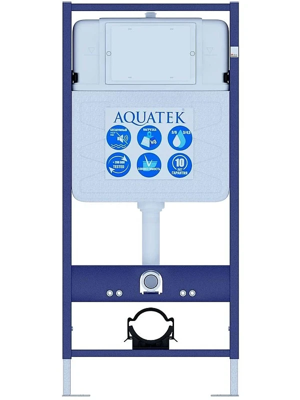 Комплект унитаза с инсталляцией Aquatek Set Aquatek Европа T-020 4в1 цвет Белый с сиденьем Микролифт и клавишей смыва цвет Хром глянцевый