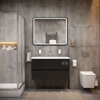 Зеркало Art&amp;Max Genova AM-Gen-1200-800-DS-F с подсветкой с сенсорным выключателем Черное стекло