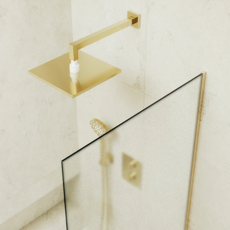 Шторка на ванну Maybah Glass MGV-90-3у 400x1400 в узком профиле Золото стекло сатиновое