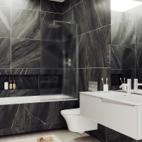 Шторка на ванну Maybah Glass MGV-95-5у 900x1400 в узком профиле Хром матовый стекло сатиновое