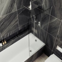 Шторка на ванну Maybah Glass MGV-95-5у 900x1400 в узком профиле Хром матовый стекло сатиновое