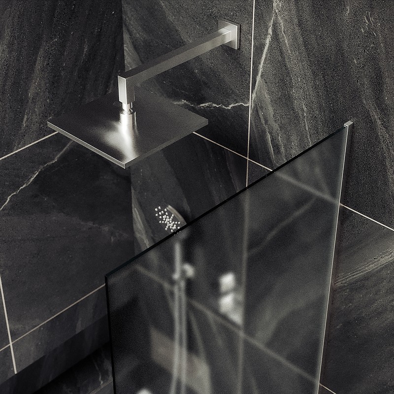 Шторка на ванну Maybah Glass MGV-95-5у 900x1400 в узком профиле Хром матовый стекло сатиновое