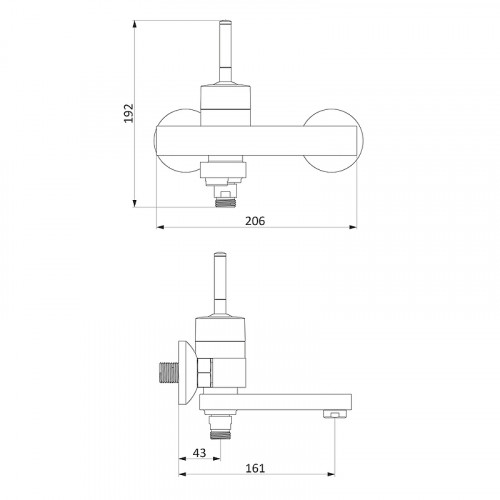 Смеситель для ванны Damixa Arc 291000200 Никель латунь на стену