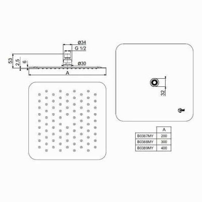 Верхний душ Ideal Standard Ideal Rain Luxe B0387MY Хром нержавеющая сталь на потолок