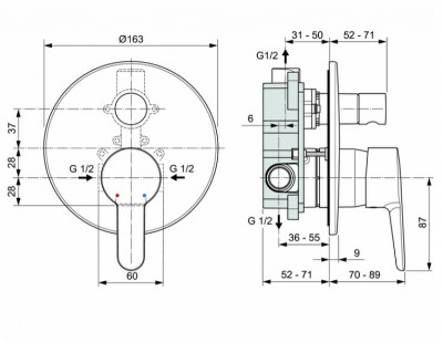 Смеситель для душа Ideal Standard Sesia A6945AA Хром латунь встраиваемый