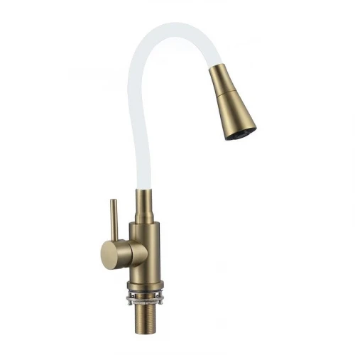 Смеситель для кухни Savol S-3002CM-02 цвет Золото матовое Белый