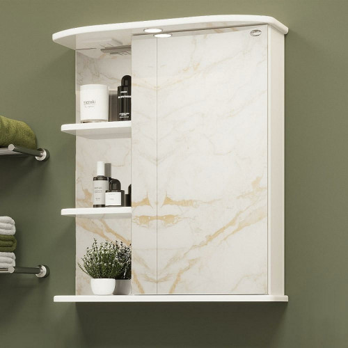 Зеркальный шкаф Onika Карина 55.01 R 205513 с подсветкой Белый МДФ / ЛДСП, стекло