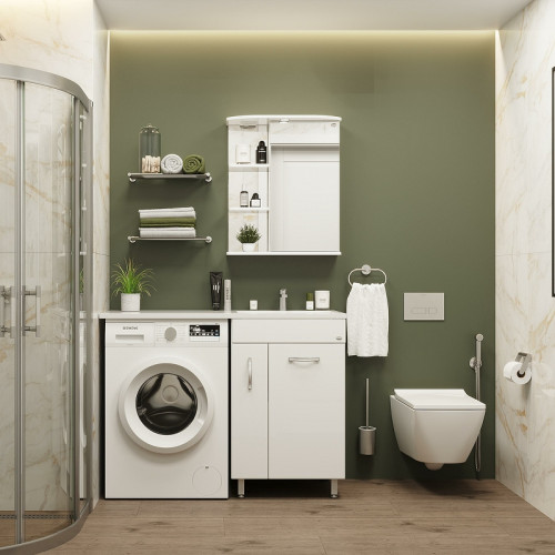 Зеркальный шкаф Onika Карина 55.01 R 205513 с подсветкой Белый МДФ / ЛДСП, стекло