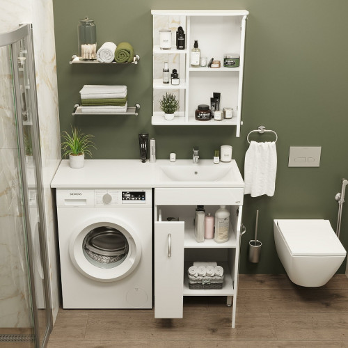 Зеркальный шкаф Onika Карина 55.01 R 205513 с подсветкой Белый МДФ / ЛДСП, стекло