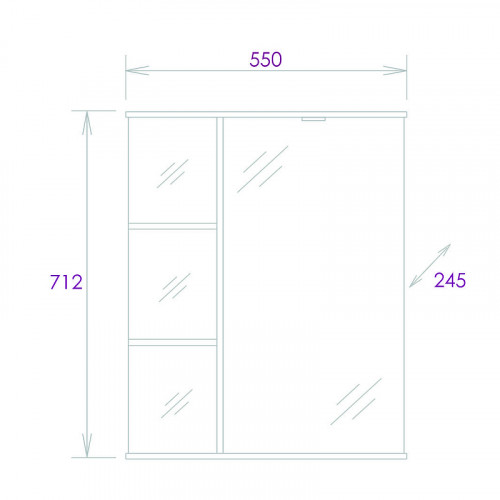 Зеркальный шкаф Onika Карина 55.01 R 205513 с подсветкой Белый МДФ / ЛДСП, стекло