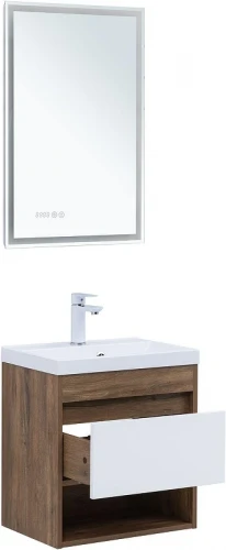 Тумба с раковиной Aquanet Тренд 50 345808 подвесная цвет Дуб рустикальный, Белый сатин