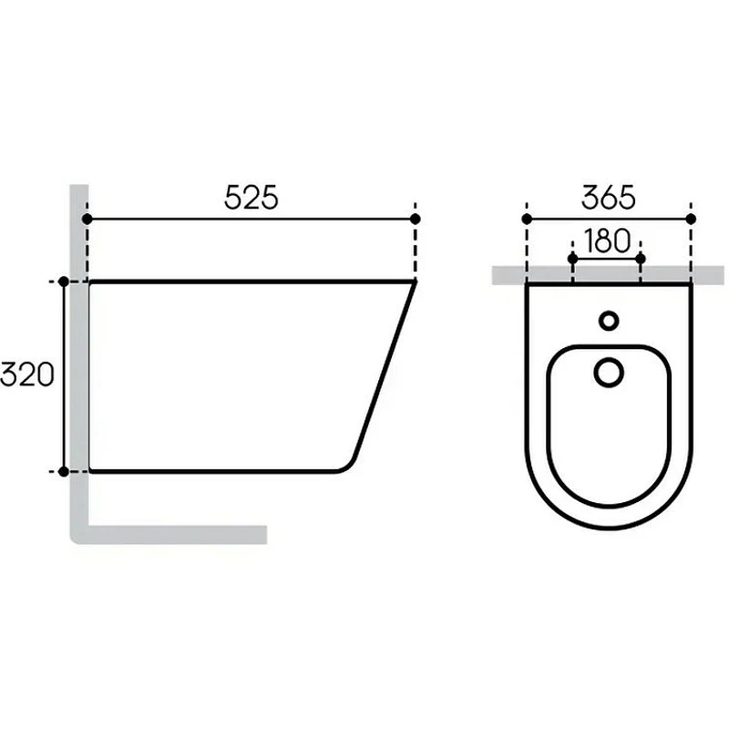 Биде Aqueduto Cone CON0310 подвесное Белое глянцевое
