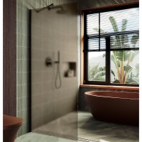 Душевая перегородка Maybah Glass MGD-697-6ш 790x1950 в широком профиле Черный стекло бронзовое матовое