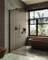 Душевая перегородка Maybah Glass MGD-697-6ш 790x1950 в широком профиле Черный стекло бронзовое матовое