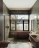 Душевая перегородка Maybah Glass MGD-697-6ш 790x1950 в широком профиле Черный стекло бронзовое матовое